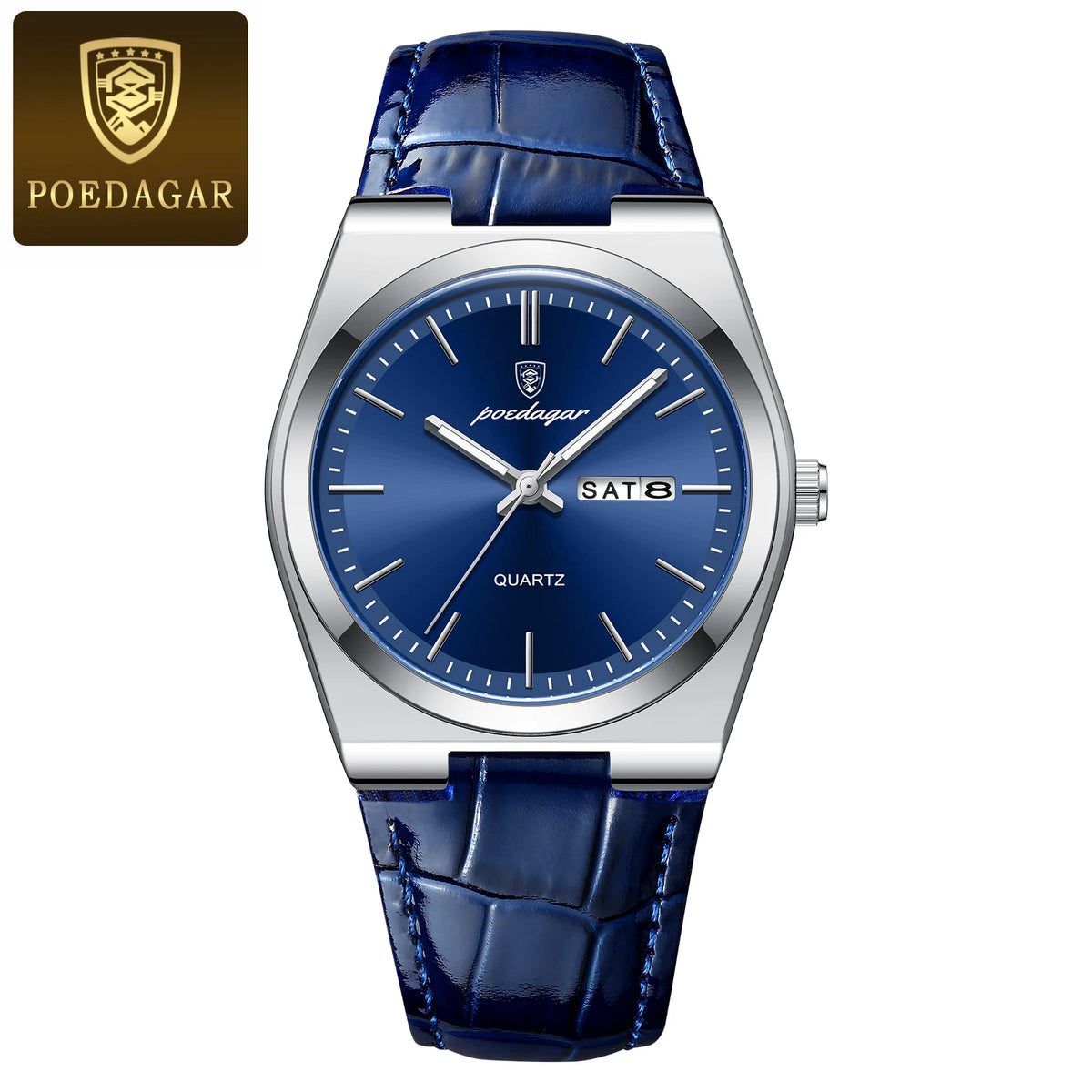POEDAGAR Luxury Man Watch Waterproof Luminous Date Week Men Watch Simple Business Quartz Leather Men's Watches Relogio Masculino