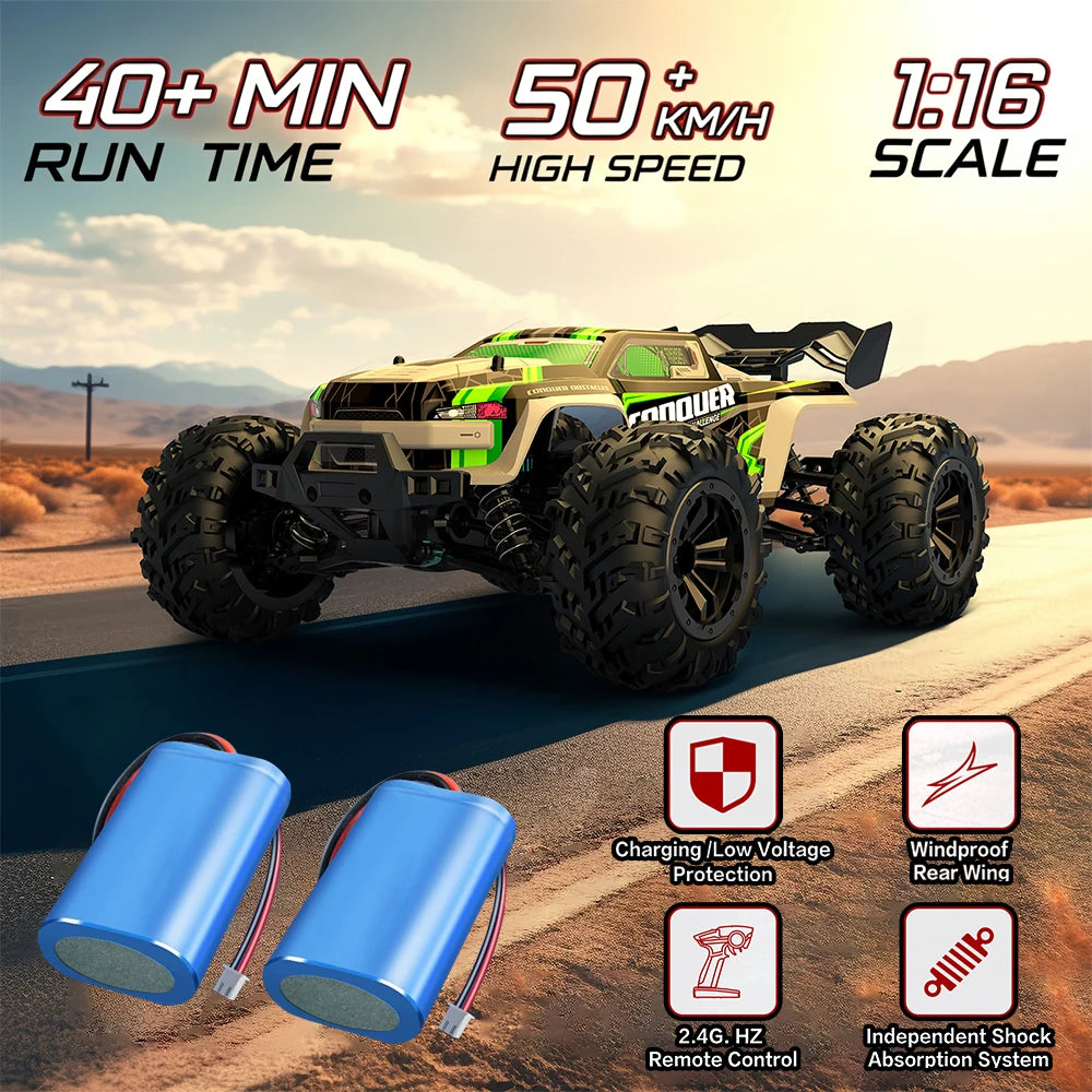 Coche teledirigido RC 1/16, 50 km/h, 2.4G, tracción a las 4 ruedas, todoterreno, alta velocidad, juguete de hobby, camiones teledirigidos todoterreno para niños