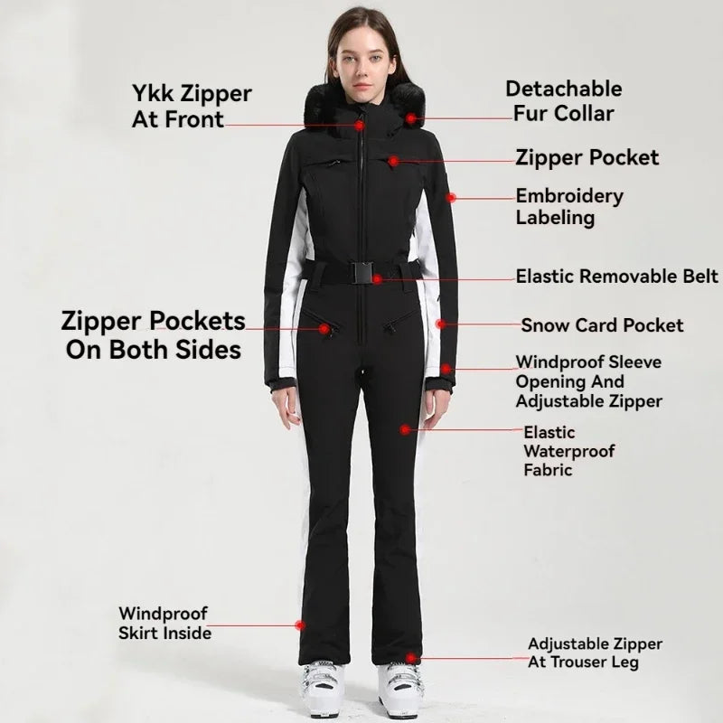 Trajes de esquí para mujer, ropa de Snowboard para deportes al aire libre, monos impermeables a prueba de viento, cálido, 1PS, invierno, 2025