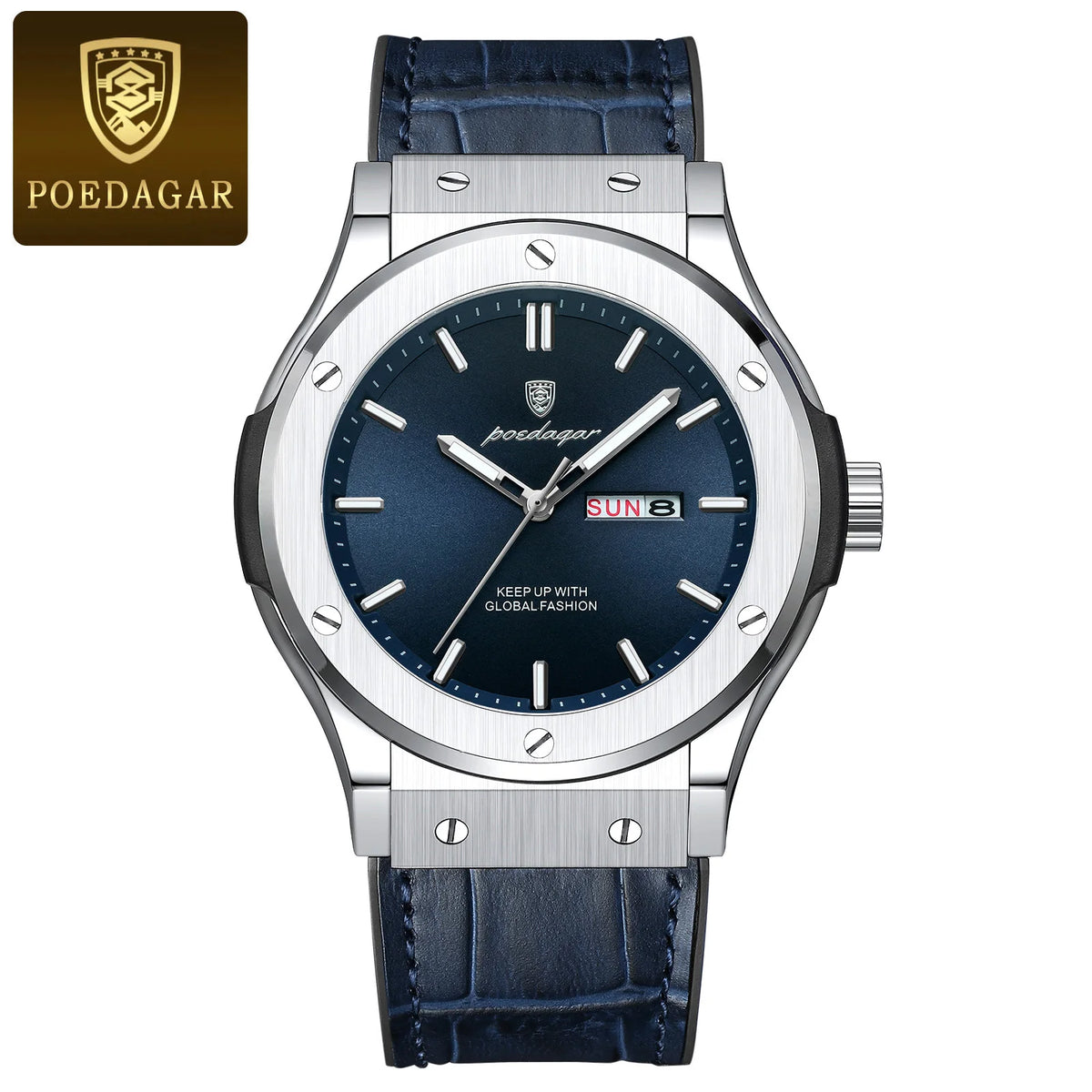 Reloj de lujo para hombre POEDAGAR, resistente al agua, con fecha y día, luminoso, correa de silicona, reloj de cuarzo a la moda para hombre