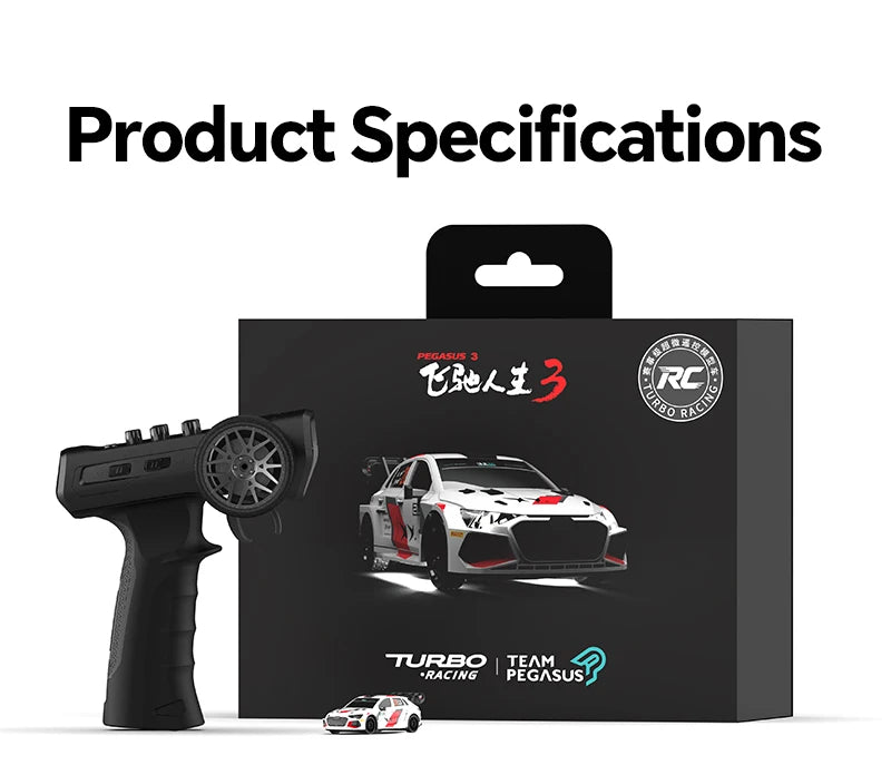 Coche RC Turbo Racing C78 1/76, Mini Team Pegasus 3, Edición Limitada Oficial, Ultra-micro Coche RC de Derrape, Juguete de Carreras de Mesa para Niños