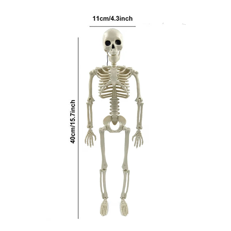 Esqueleto móvil de Halloween, huesos de calavera humana falsa, decoraciones para fiesta de Halloween, Bar en casa, Casa Encantada, accesorios de terror, juguetes ornamentales