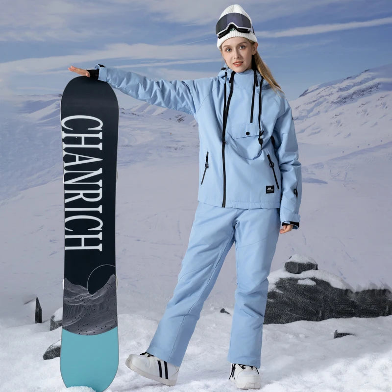 Trajes de esquí gruesos para hombres y mujeres, tablas de snowboard de montaña, pantalones de nieve, a prueba de viento, impermeable, cálido, conjunto de pareja