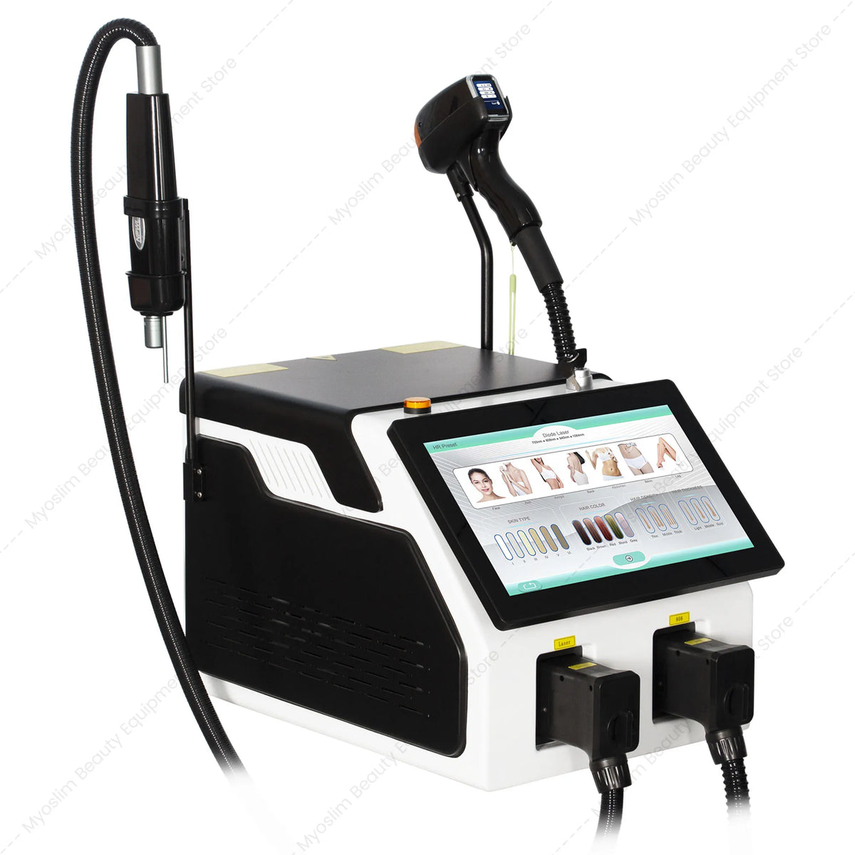 Máquina de Picosegundos con Diodo Láser 2 EN 1 FAC 10BARS, 4 Longitudes de Onda 755 808 940 1064nm, Depilación Permanente Indolora con Hielo, Eliminación de Tatuajes