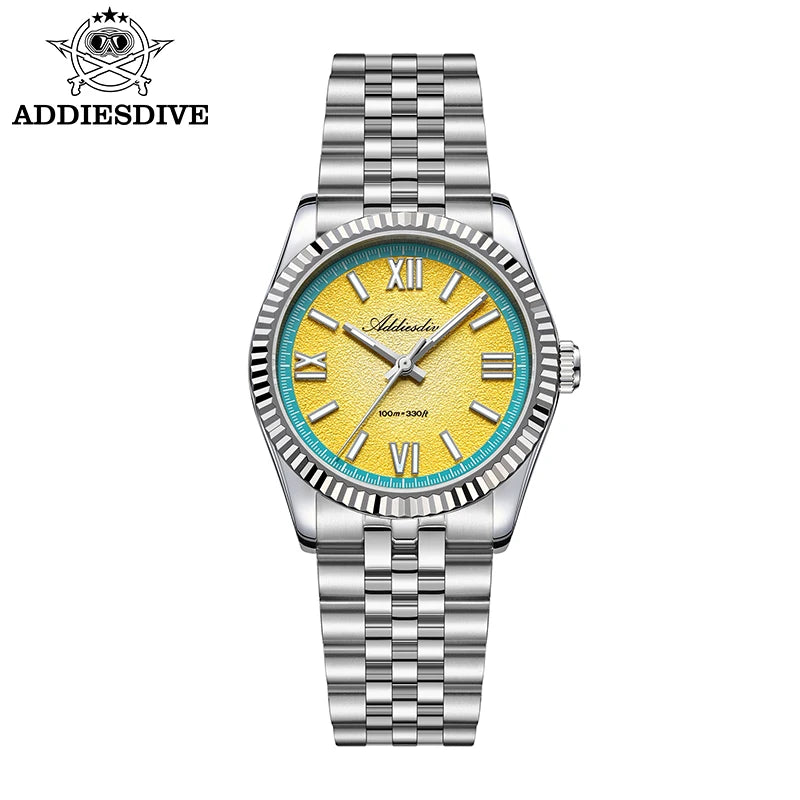ADDIESDIVE Nuevo reloj de cuarzo para hombre de 36 mm, cristal de zafiro, reloj de buceo sumergible 100 m, reloj deportivo con luminiscencia ultrabrillante BWG9