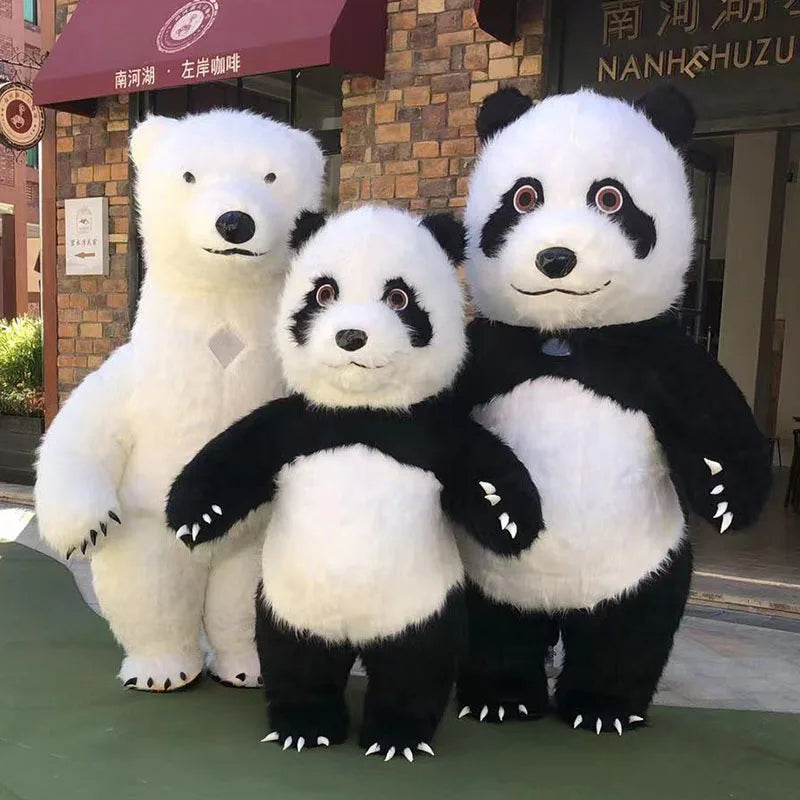 Nuevo disfraz inflable de Panda gigante, disfraz de mascota de oso Polar divertido de calle, disfraz de Fursuit inflable para adultos de Halloween