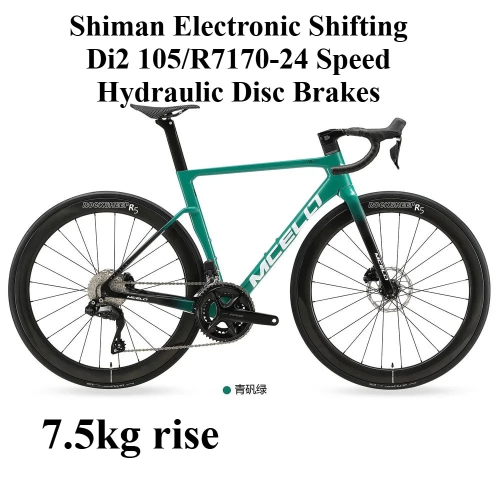 Bicicleta de carretera de fibra de carbono T800 de alto rendimiento, ultraligera de 7,5 kg, edición dedicada al equipo de carreras YUZHE, V2 105 Di2 R7170-24S, con frenos de disco hidráulicos