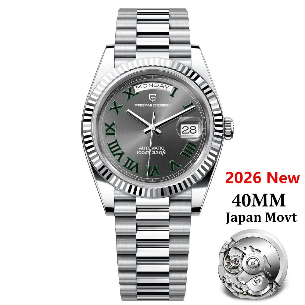 PAGANI DESIGN 2026 Nuevo reloj DD40 NH36A para hombre, reloj mecánico automático de lujo, cristal de zafiro AR, reloj de pulsera con fecha para hombre