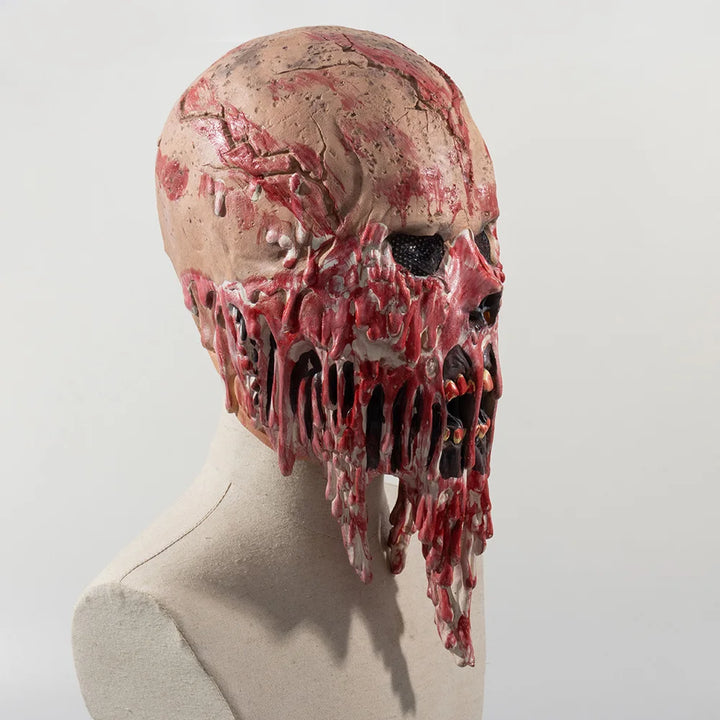 Máscara de calavera sangrienta de terror, Cosplay de esqueleto aterrador, máscara de látex de cara completa, casco, accesorios para disfraces de fiesta de Halloween