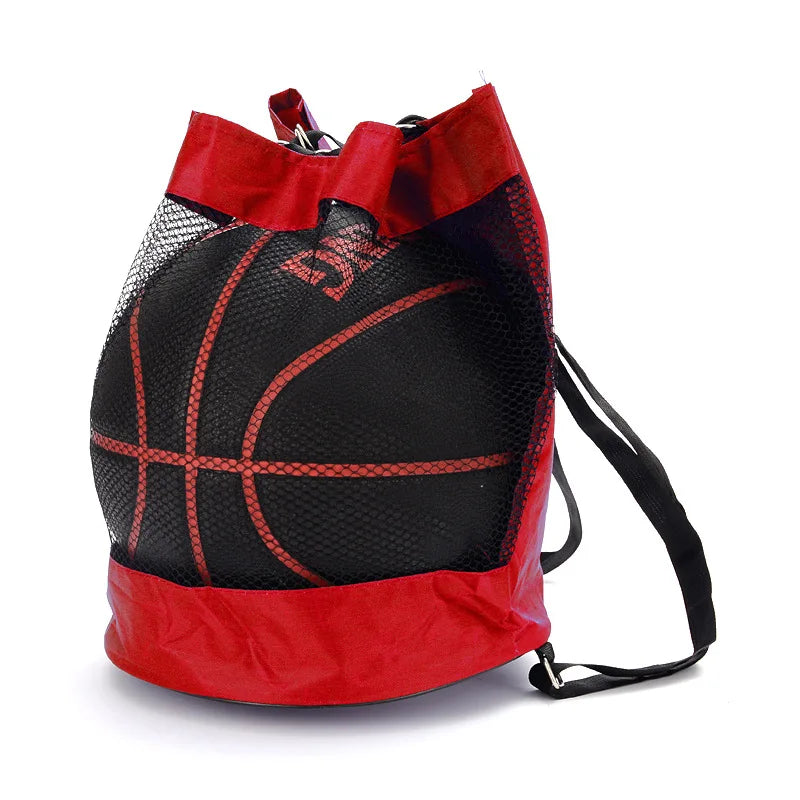 Mochila con cordón para baloncesto, caja para balones de baloncesto, bolsa de red, mochila para guardar balones de fútbol, bolsa para guardar balones de voleibol para uso en exteriores, 32 cm, color negro.