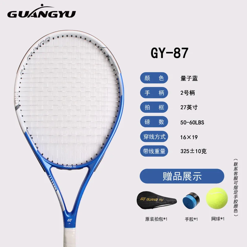 Raqueta de Tenis de Carbono para Adultos, Raqueta de Entrenamiento para Principiantes, Estudiantes Universitarios, Competición Individual