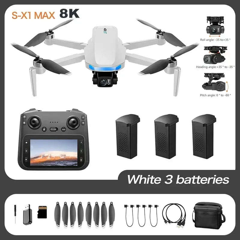 Original S-X1 Dron GPS 8K HD Cámara Profesional Gimbal de Tres Ejes WIFI Evitación de Obstáculos Cuadricóptero Juguete Sin Escobillas Regalo