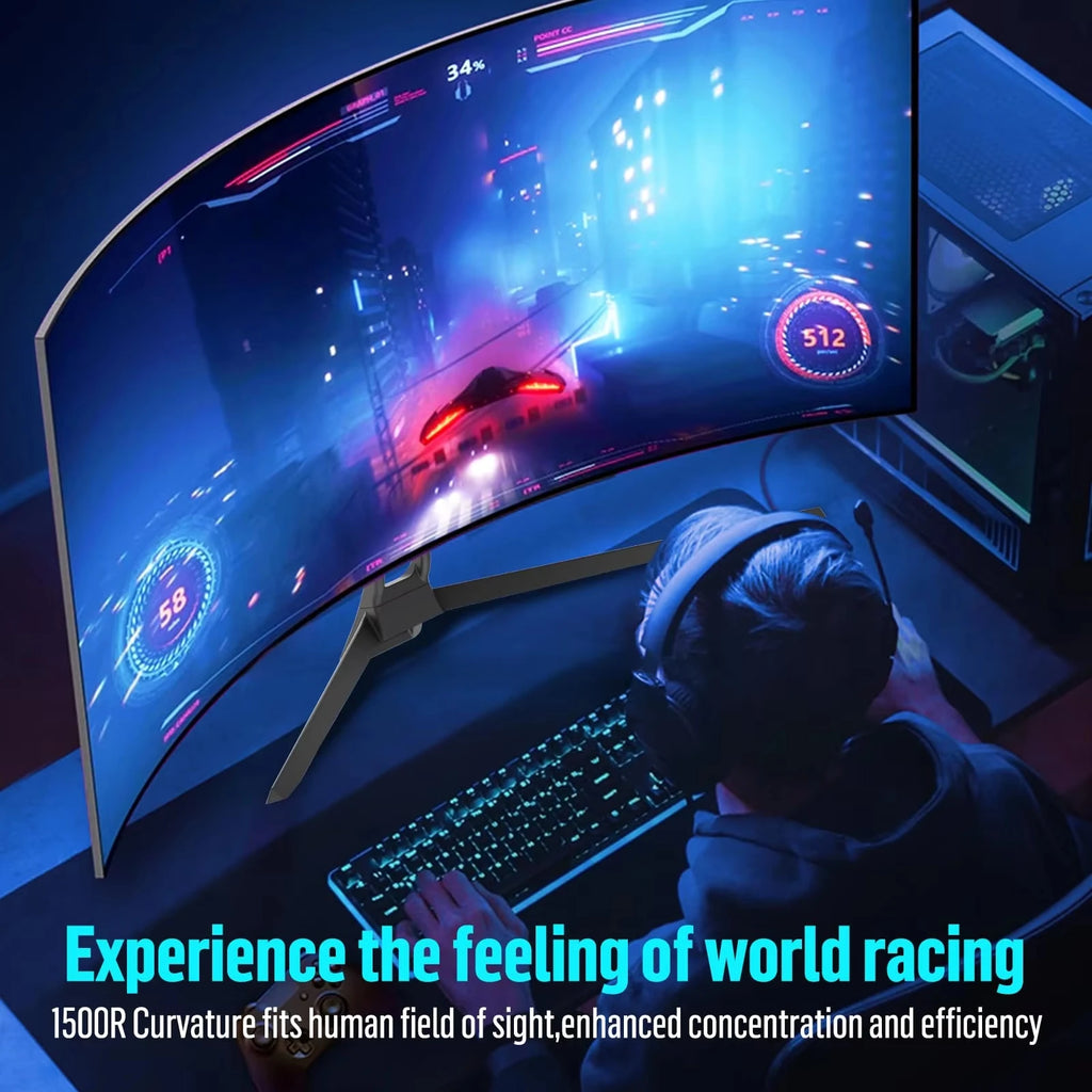 Monitor de juegos curvo ultraancho Gawfolk de 34 pulgadas, UWQHD 144Hz 1500R, monitor de computadora curvo, compatible con FreeSync, pantalla de escritorio.