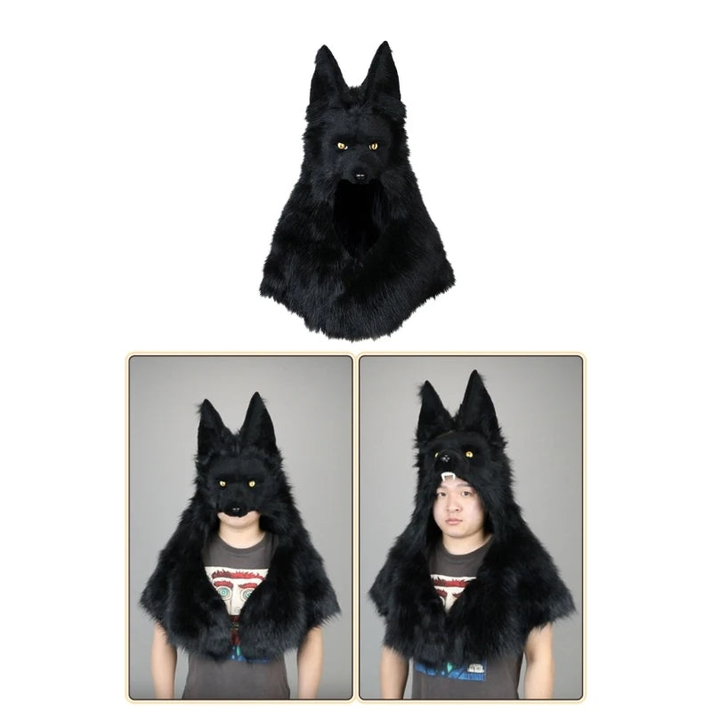 Sombrero de felpa de Anime para mujeres y hombres, sombrero con cabeza de lobo, sombrero para deportes al aire libre, sombrero a prueba de viento para clima frío