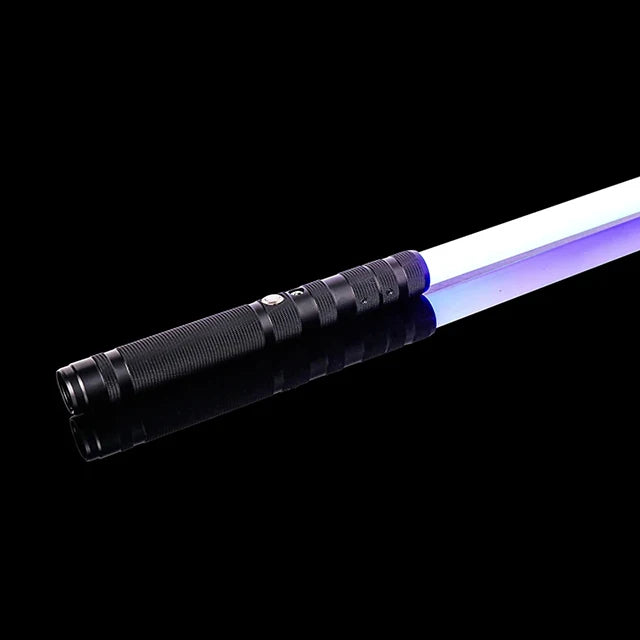 Sable de luz RGB 16 colores con mango de metal, doble filo, sonido para duelo pesado, dos en uno, juguete de utilería para cosplay y escenario