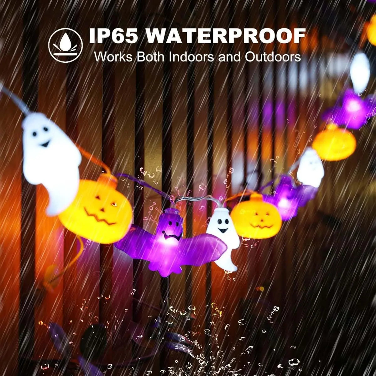 1 guirnalda de luces LED de Halloween para jardín, lámpara decorativa colgante de atmósfera de terror, funciona con pilas, para decoración de fiestas temáticas de Halloween