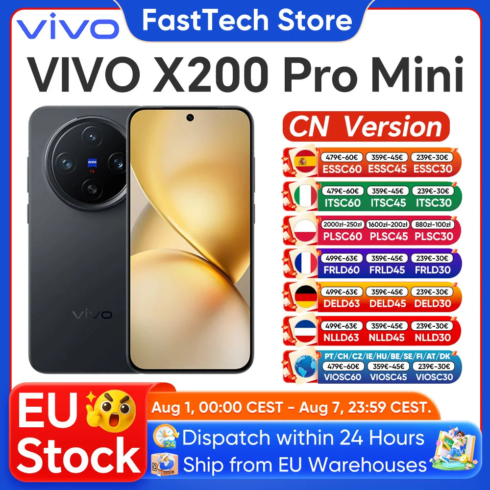 VIVO X200 Pro Mini OriginOS 5 Pantalla AMOLED 6.31" 120Hz Dimensity OTA Batería 5700mAh 90W Cámara 50MP Compatible con Google Versión CN VIVO Nuevo