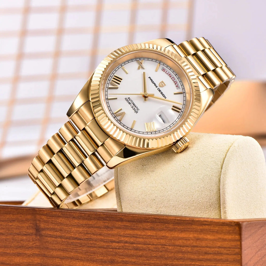 Relojes para hombre PAGANI DESIGN DD40, reloj automático de lujo en color oro y blanco, movimiento japonés, fecha y semana, relojes mecánicos para hombre, novedad 2026