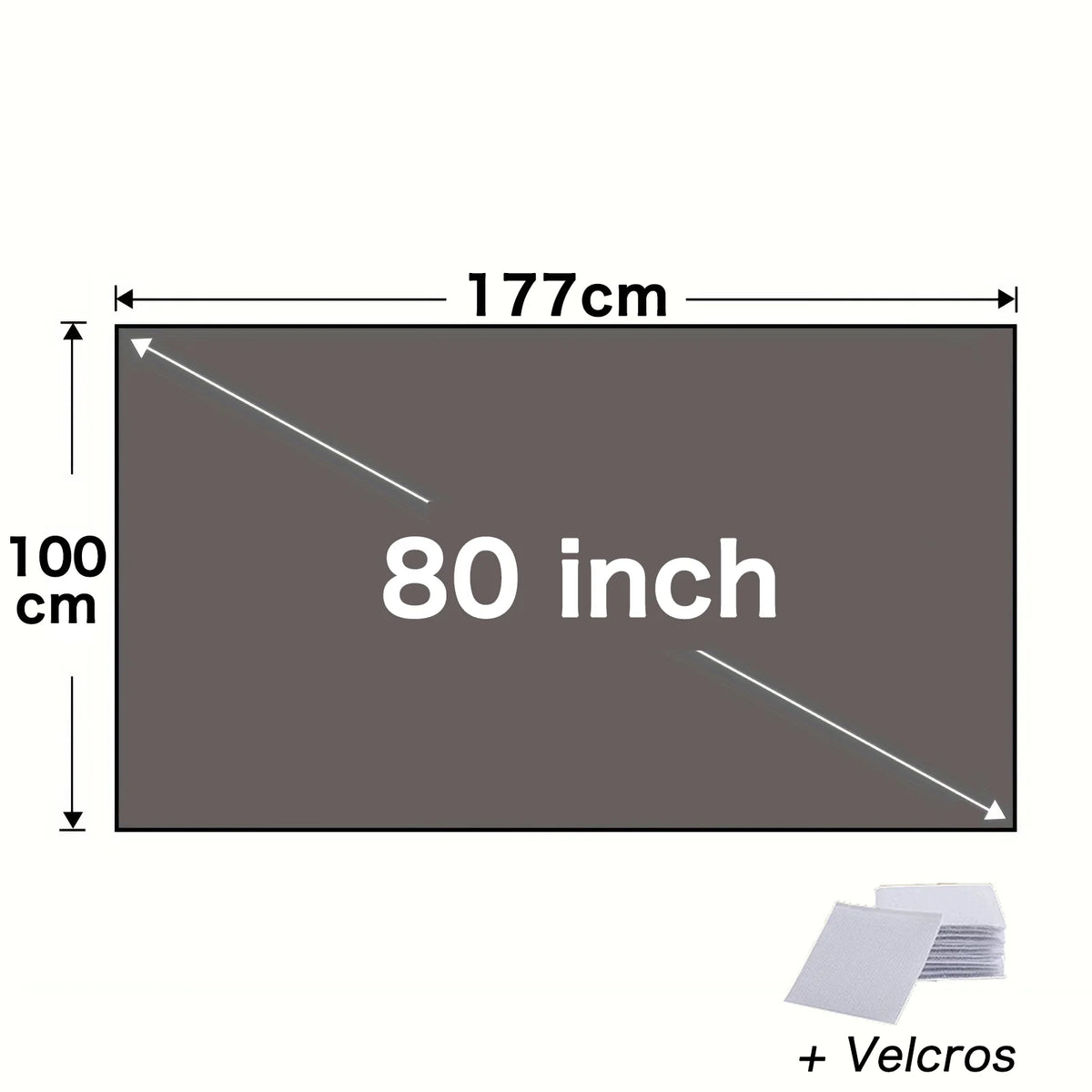 Pantalla de proyector 16:9 plegable de 80" con velcros y marco, lienzo gris