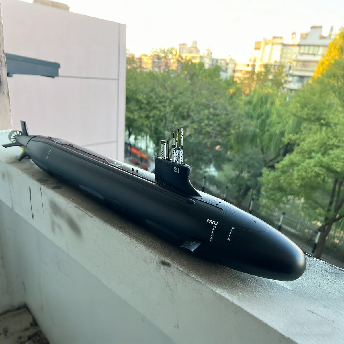 Submarino teledirigido clase Seawolf RC 1/120 de 116 cm con función de lanzamiento, modelo de barco de guerra, juguete, RTR