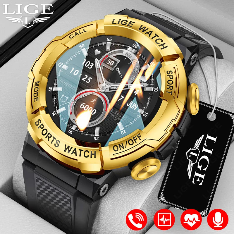 Reloj inteligente LIGE 2026 para hombre, pulsera deportiva para exteriores con voz IA, llamadas Bluetooth, rastreador de frecuencia cardíaca, ECG, compatible con Android e iOS, regalo