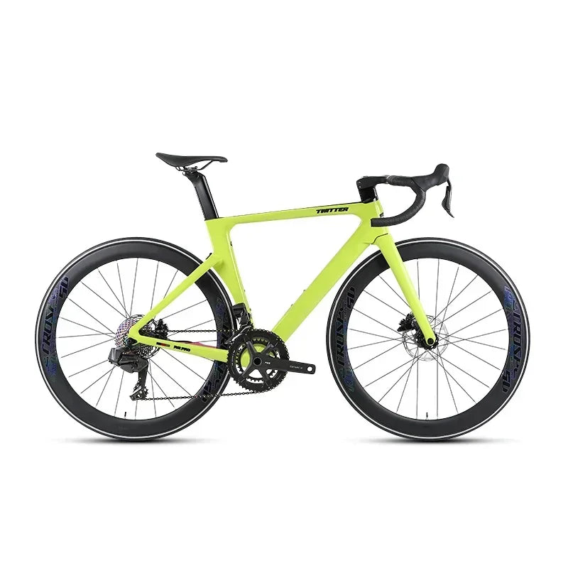Bicicleta de carretera de fibra de carbono para competición TWITTER R12pro con frenos de disco hidráulicos, cambio electrónico inalámbrico EDS TX-2*12S
