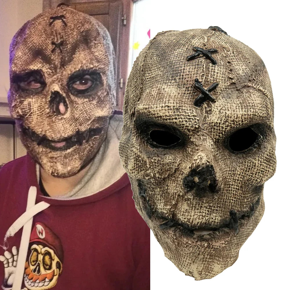 Máscara de calavera de asesino de terror para Halloween, disfraz de esqueleto aterrador para cosplay, accesorios de disfraz para fiesta de Halloween, casco de látex para casa embrujada y bar al aire libre