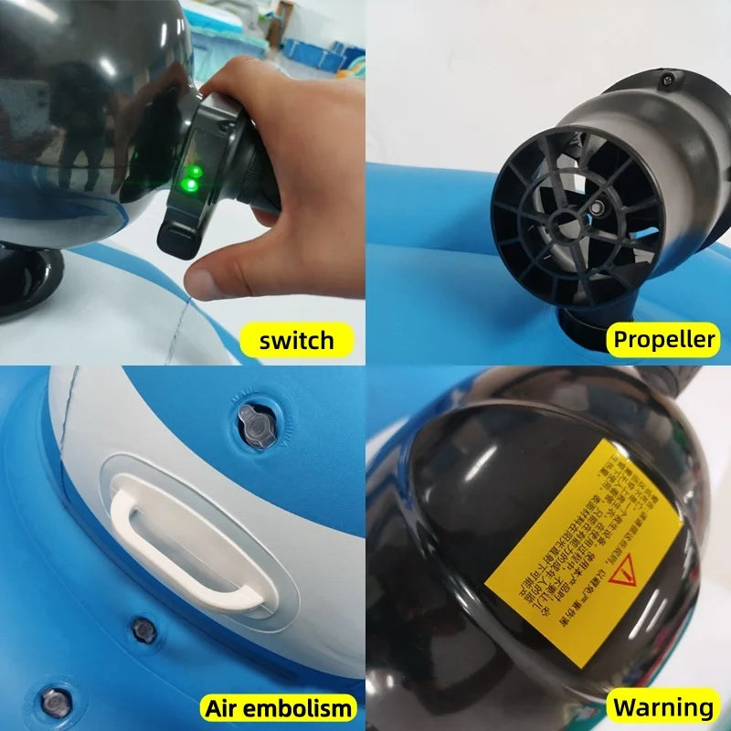 Moto acuática eléctrica inflable, con una velocidad de 6 a 8 km/h, resistente al agua (IPX7), ideal para niños y adultos, un juguete motorizado para la piscina.