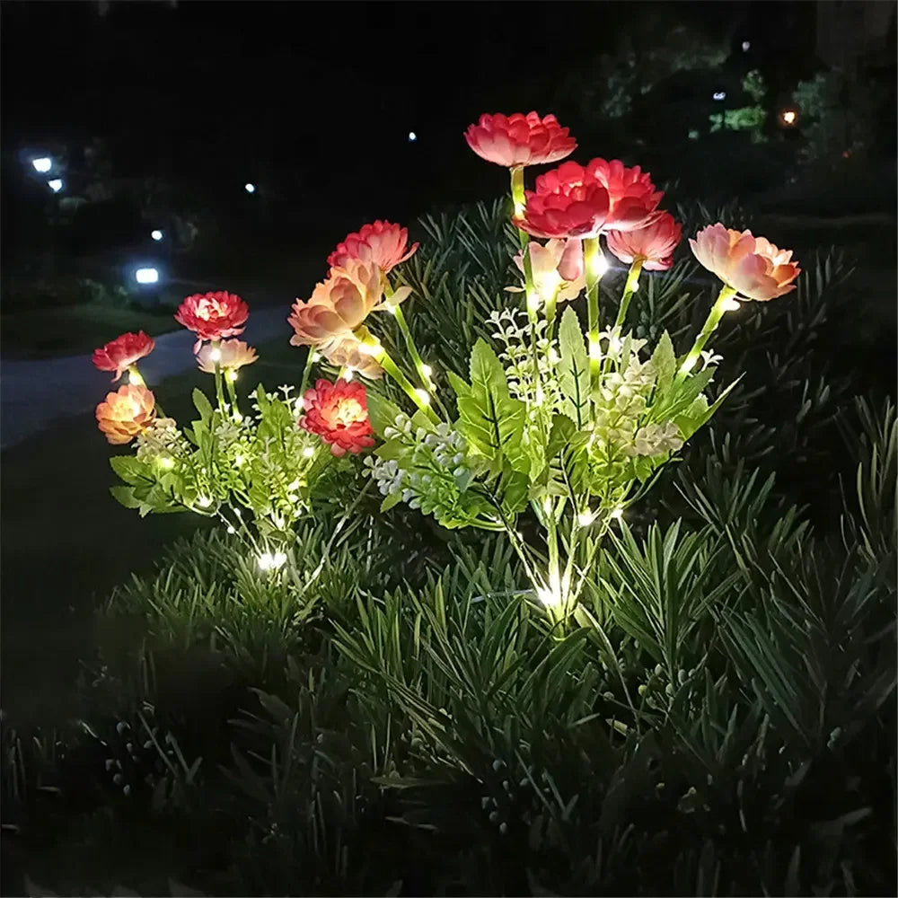 Luces solares de exterior, lámpara solar de jardín con forma de flor de loto para césped, patio, fiestas, bodas y el Día de la Madre