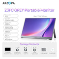 [GRIS}ARZOPA 15,6/16,1 pulgadas 144/60HZ Mini segunda pantalla de juegos Monitor portátil pantalla externa para MAC/portátil/PC/Xbox/PS/Switch