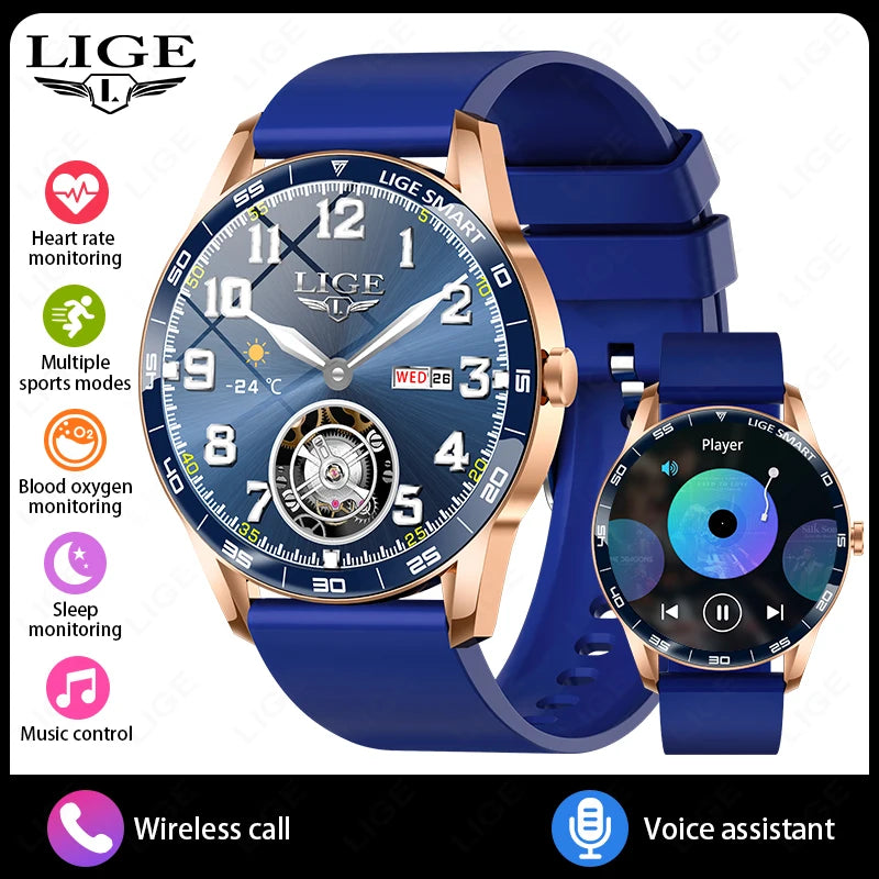 LIGE Nuevo Reloj Inteligente 2025 para Hombre, Resistente al Agua IP68, Monitor de Frecuencia Cardíaca, Pantalla Táctil Completa, Reloj Deportivo de Fitness con Llamada Bluetooth