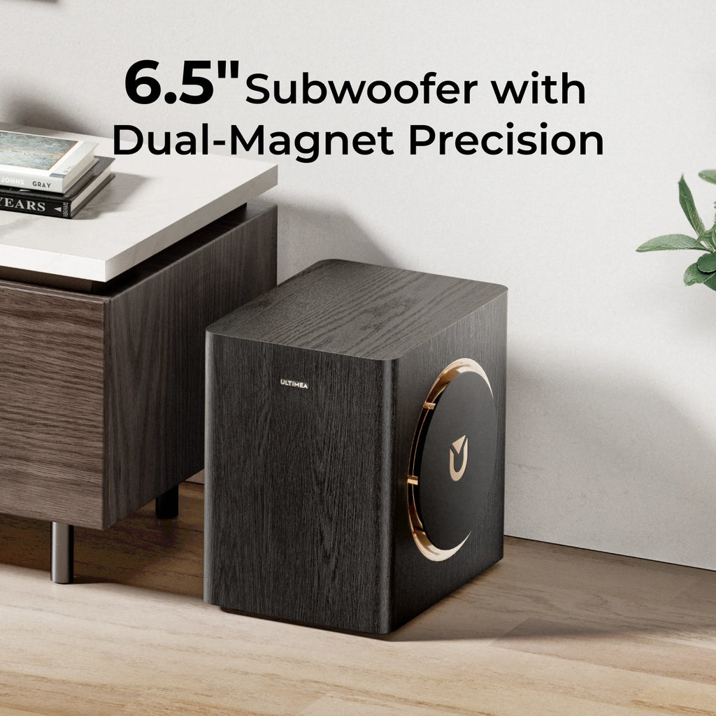Barra de Sonido ULTIMEA Skywave Series 530W 5.1.2 Canales con Dolby Atmos, Sistema de Sonido Envolvente de Cine en Casa con Subwoofer Inalámbrico de 6.5 Pulgadas