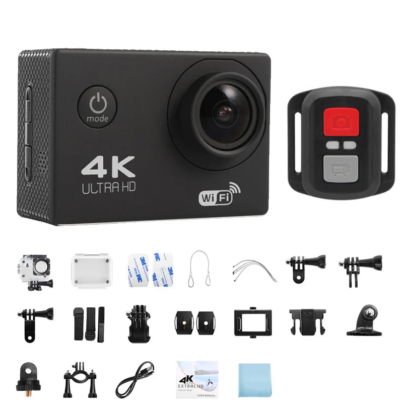 Cámara de acción 4K 1080P/30FPS WiFi 2,0 "170D casco impermeable bajo el agua cámara de grabación de vídeo cámaras deportivas Mini cámara al aire libre