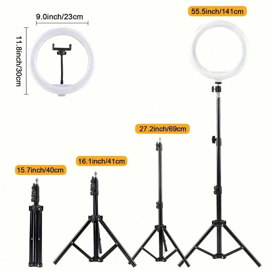Trípode de luz anular de 12 pulgadas Anillo remoto USB Selfie Light con trípode Ilumina tu brillo