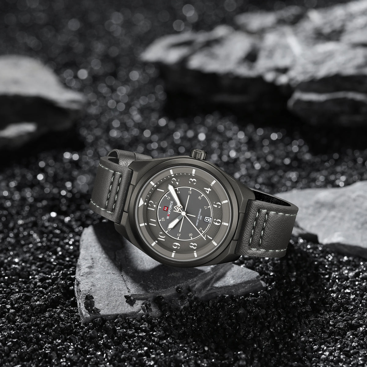 Reloj de pulsera deportivo militar de lujo para hombre NAVIFORCE NF9281, reloj de cuarzo original con fecha automática, correa de piel, resistente al agua, regalo para hombre