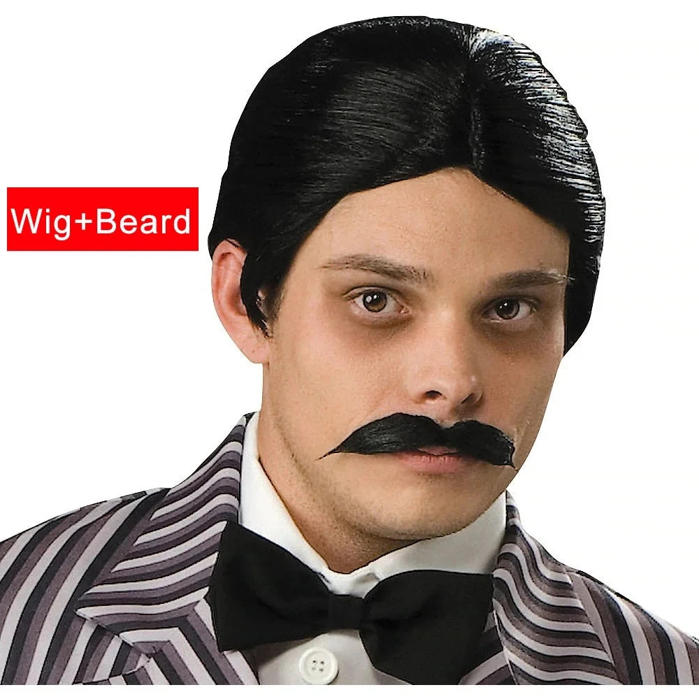 Disfraz de Morticia Addams para Cosplay, Vestido de Halloween, Traje de Carnaval para Adultos, Abrigo, Camisa, Pantalón, Corbata, Uniforme de Fiesta