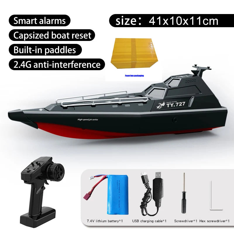 Lancha teledirigida TY727, carga de larga duración, lancha rápida de control remoto, barco de juguete a alta potencia y alta velocidad, regalo para niños
