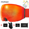 PHMAX-Gafas de esquí UV400 para hombre y mujer, lentes magnéticas antivaho para deportes al aire libre, montaña, Snowboard, gafas de nieve grandes con máscara
