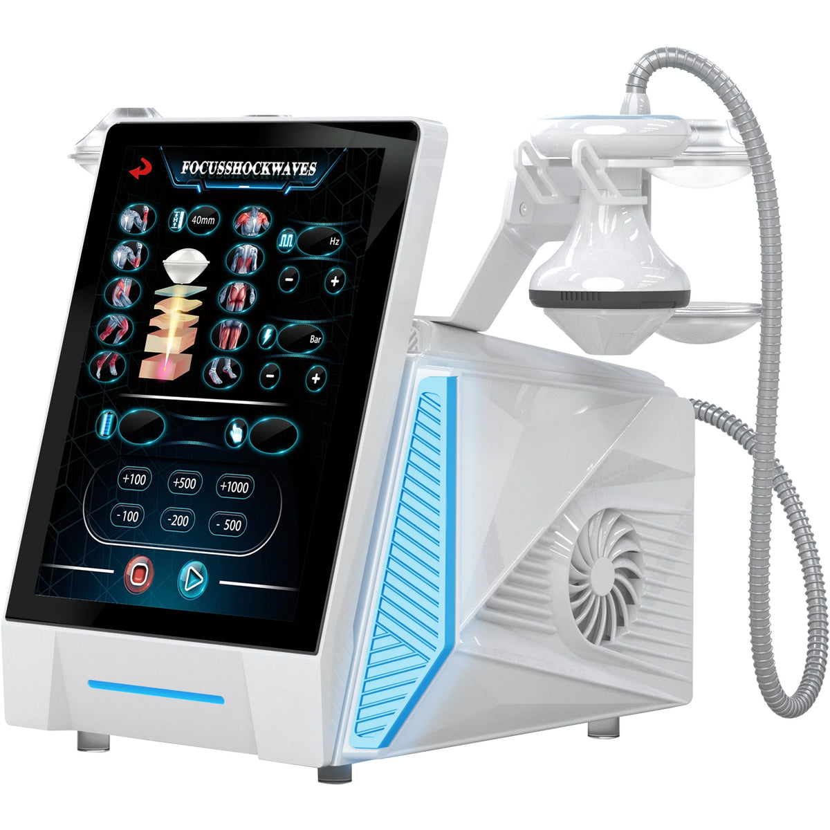 Máquina de Terapia de Ondas de Choque Extracorpóreas Enfocadas, Alivia el Dolor, Estimula el Crecimiento