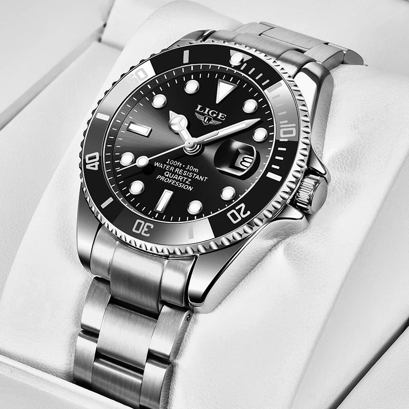 LIGE Watch For Men Top Brand Luxury Fashion Men Watch Casual Business Waterproof Chronograph Quartz Wristwatches Montre Homme