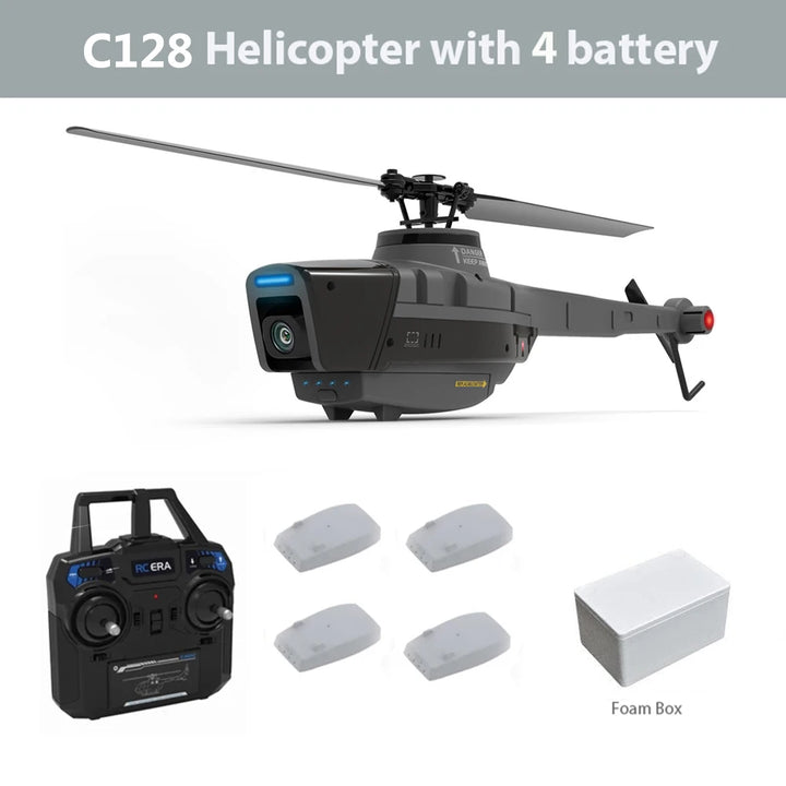 C128 2,4G RC helicóptero 4 hélices 720P cámara 6 ejes giroscopio electrónico presión de aire para altura Vs C127 C186 RC Drone