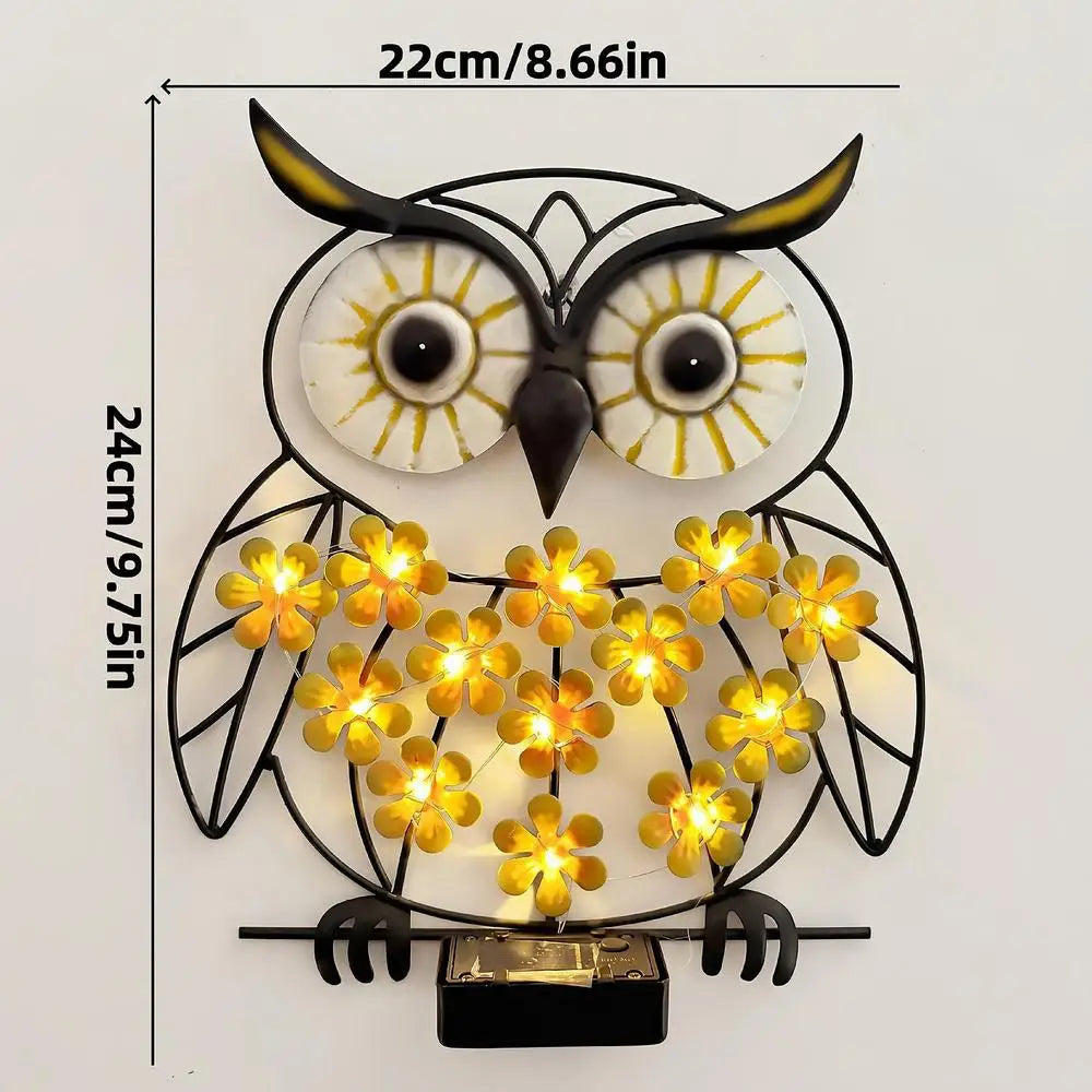 Apliques solares LED de metal para pared, decoración de jardín, diseños de mariposa/abeja/búho, divertida lámpara decorativa para pared de jardín