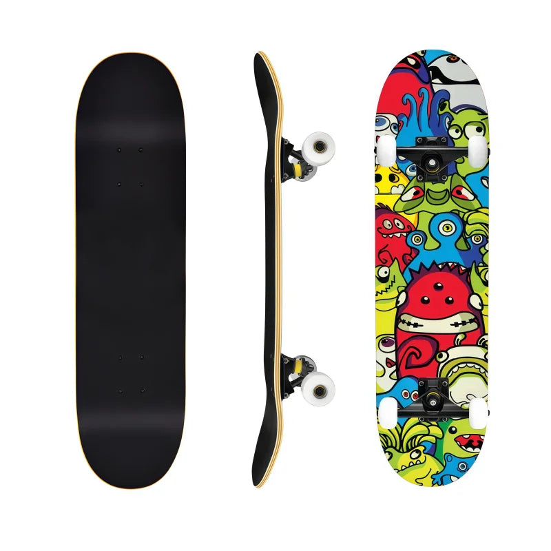 Patineta Profesional de Madera de Arce de 7 Capas, Resistente, Capacidad de 240 Libras, Tabla Completa para Principiantes y Adultos, con Doble Kick Estable