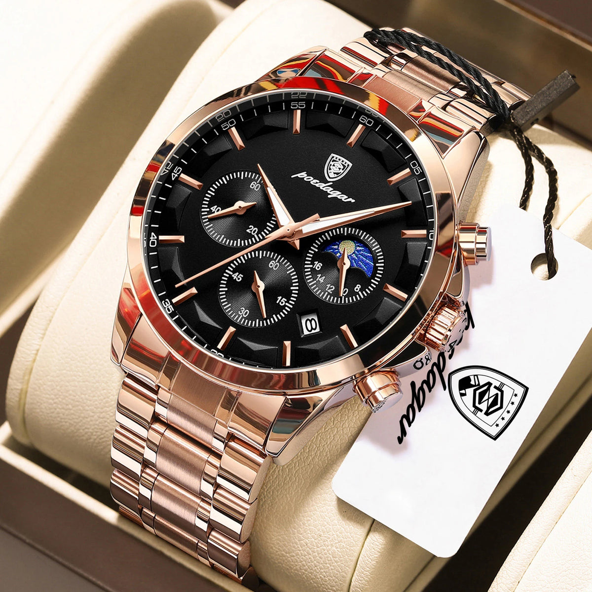 POEDAGAR Top Sports Male Wristwatch Waterproof Luminous Chronograph Date Men Watch Stainless Steel Military Men's Quartz Watches