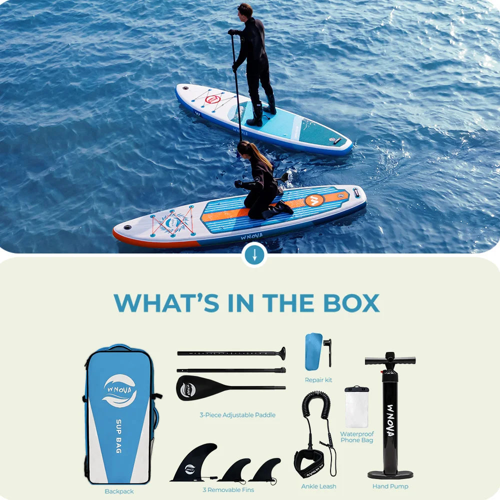 WNOVA W020 Tabla de Paddle Inflable Ultraligera 335*86*15 cm, Material PVC, Deportes Acuáticos para Adultos, Yoga, Pesca, Viajes, Surf, Tabla de Paddle Antideslizante