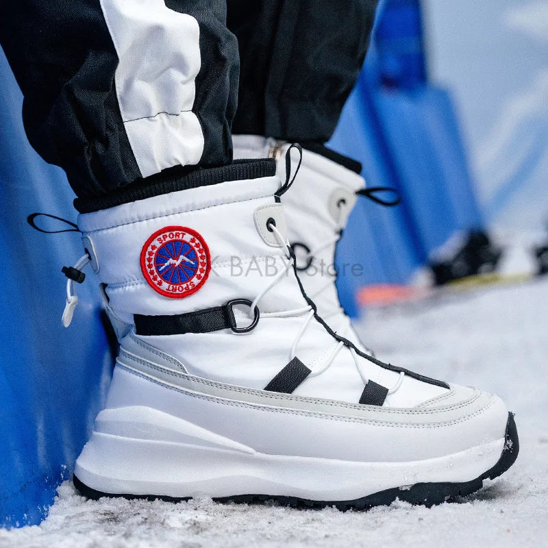 Botas de nieve Unisex para mujer, botas cálidas de felpa antideslizantes, impermeables, con cremallera, a prueba de viento, para deportes al aire libre, esquí, para hombre