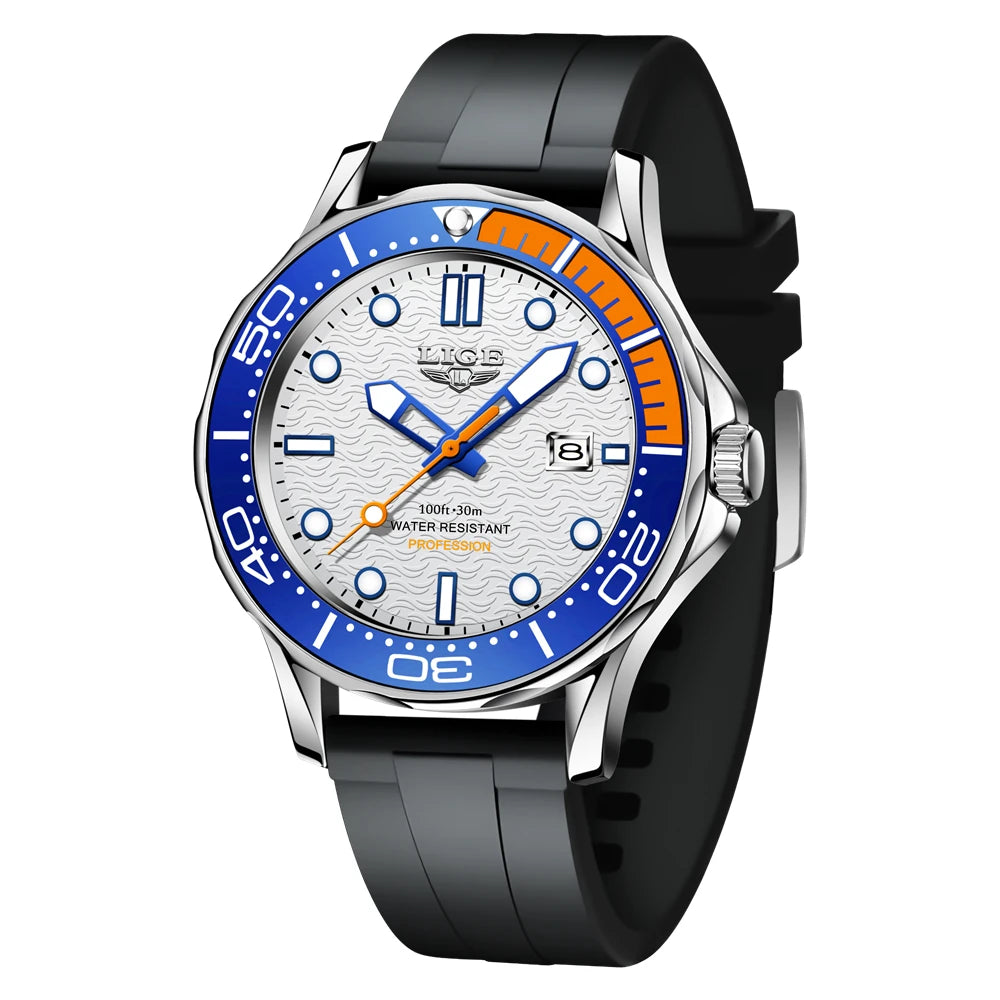 Reloj de hombre de negocios LIGE 2026, reloj de buceo de lujo de marca superior para hombre, reloj deportivo con fecha impermeable, Relogio Masculino + caja