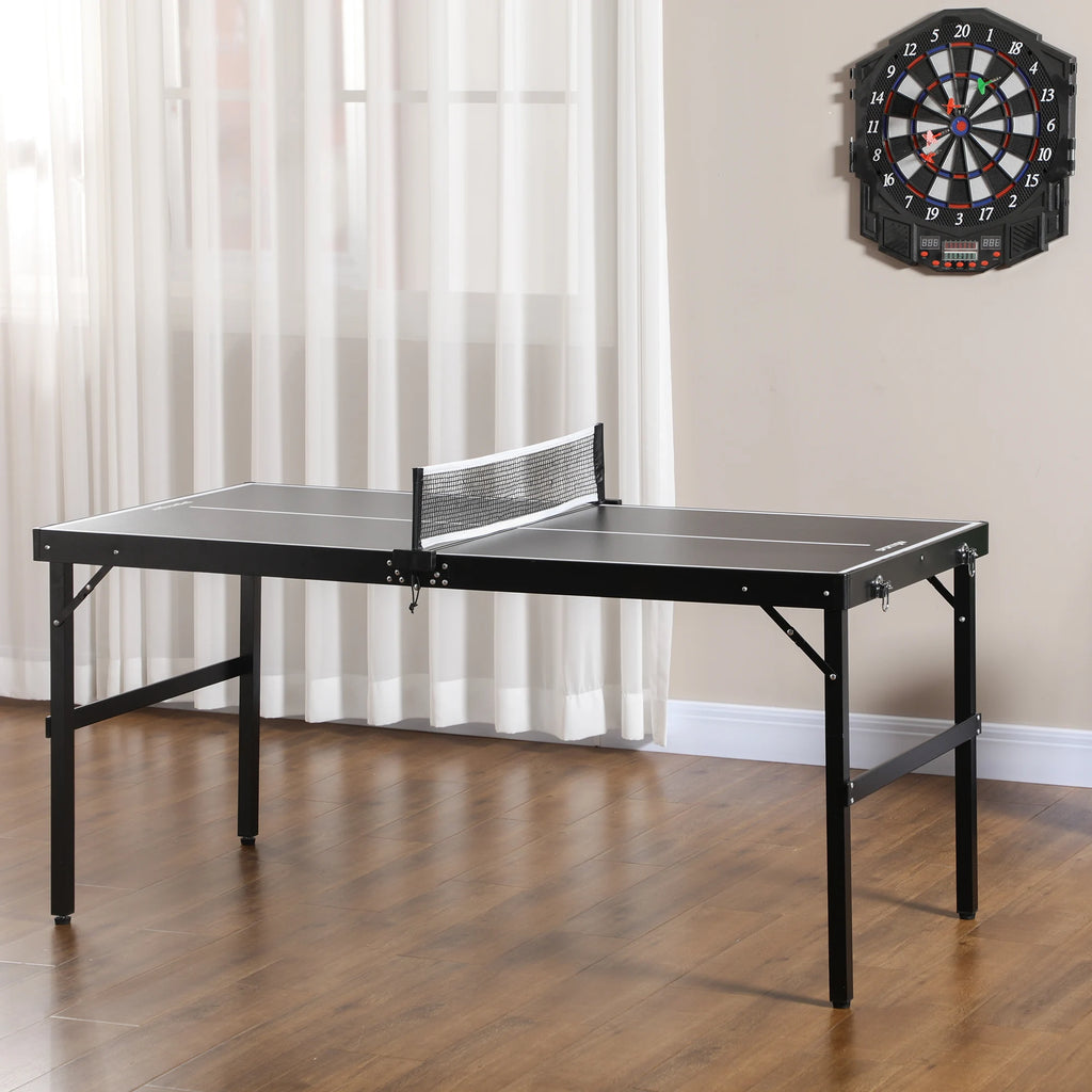 SPORTNOW Mesa de Ping Pong Plegable con Marco de Aluminio 152x76x72 cm Negro