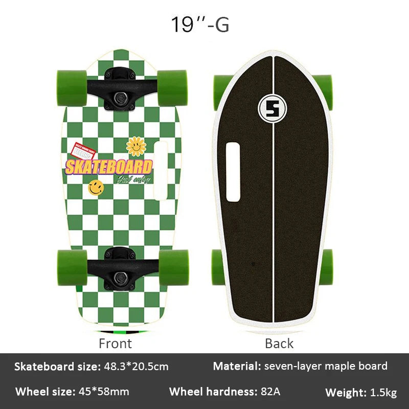 Mini Patineta Portátil de 19 Pulgadas, Patineta Completa de Madera de Arce, Patineta de Alta Velocidad para Niños, Adultos, Principiantes y Perros