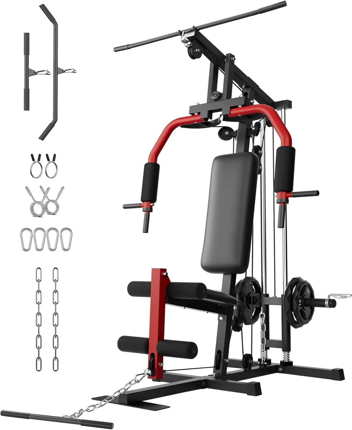Estación de entrenamiento multifuncional para el hogar, equipo de gimnasio en casa con sistema de cable y cuerda, capacidad de carga de 180 kg, estación de entrenamiento todo en uno para entrenamiento de cuerpo completo - P